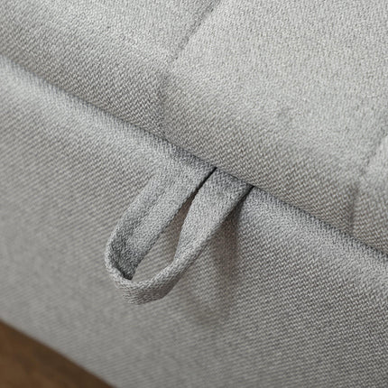 HOMCOM 92 x 31cm Linen-Look Storage Ottoman - Light Grey