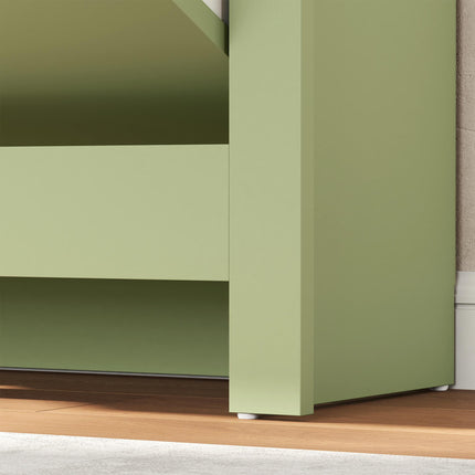 Slim Shoe Cabinet, Narrow Shoe Cupboard with 2 Flip Drawers, Adjustable Shelves for 12 Pairs of Shoes, Green