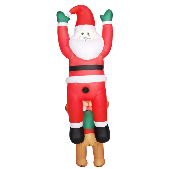 7FT Hanging Christmas Inflatable Santa with Dog, Christmas Blow Up Decoration with Built-in LED Lights for Garden, Indoor Outdoor Home Decor