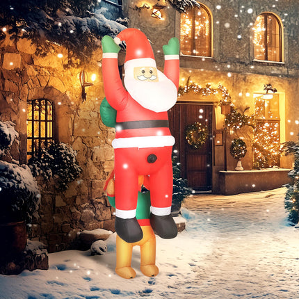 7FT Hanging Christmas Inflatable Santa with Dog, Christmas Blow Up Decoration with Built-in LED Lights for Garden, Indoor Outdoor Home Decor