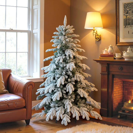 5ft Super Flocked Christmas Tree - Green/White