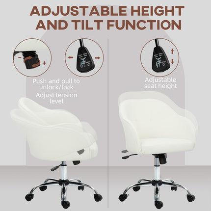 46-56 cm Velvet-feel Office Chair - Cream