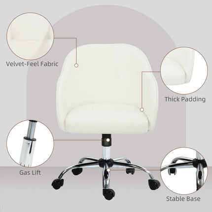 46-56 cm Velvet-feel Office Chair - Cream