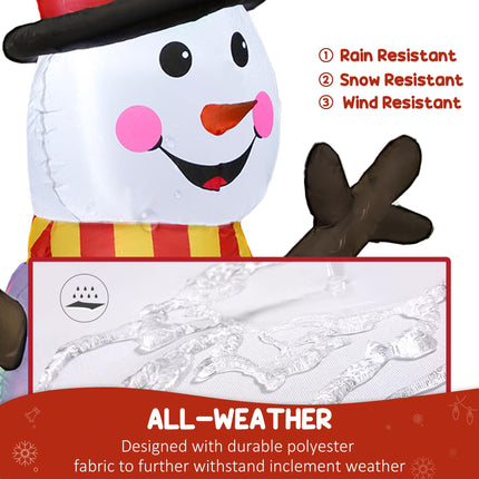 6FT Christmas Inflatables Snowman & Penguins with Built-in LED Lights and Flashing Projector Light, Blow Up Christmas Inflatable Decoration for Indoor Outdoor Decor, Garden