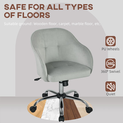 46-56 cm Velvet-feel Office Chair - Grey