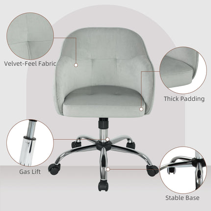 46-56 cm Velvet-feel Office Chair - Grey