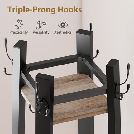 Industrial-Style Four Shelf Coat Stand - Grey/Black