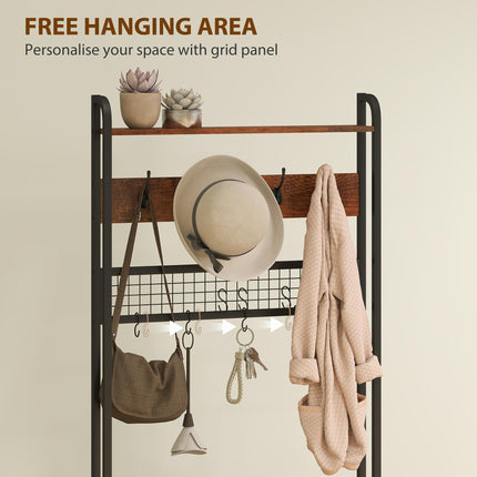 5-In-1 Industrial-Style Hallway Tree - Brown/Black
