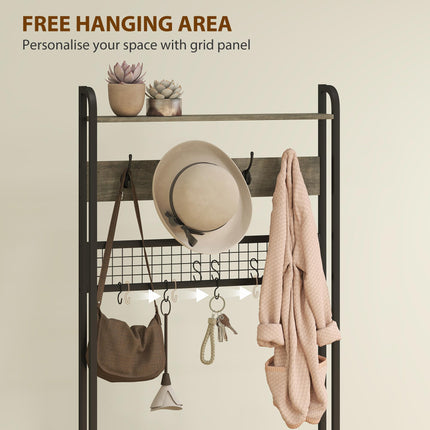 5-In-1 Industrial-Style Hallway Tree - Grey/Black