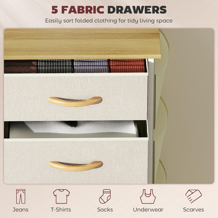 Chest of Five Fabric Drawers - Beige