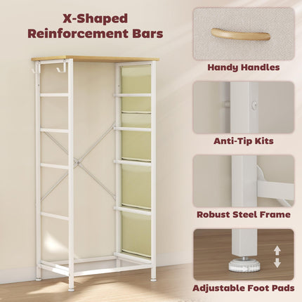 Chest of Five Fabric Drawers - Beige