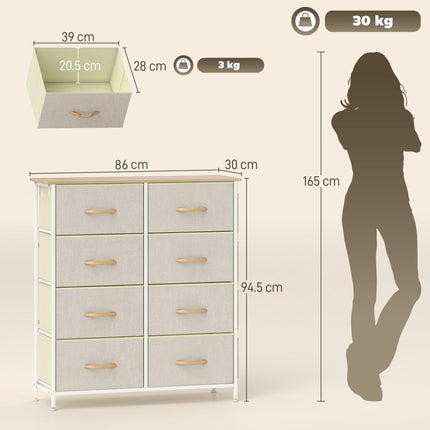 Chest of Eight Fabric Drawers - Beige