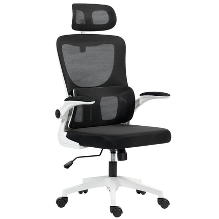 Ergonomic Office Chair, High Back Mesh Computer Desk Chair with Adjustable Headrest and Lumbar Support, Rotatable Armrests, Tilt Function for Home Office, Black