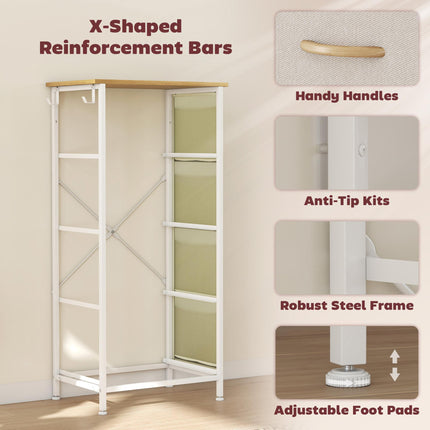 Chest of Four Fabric Drawers - Beige