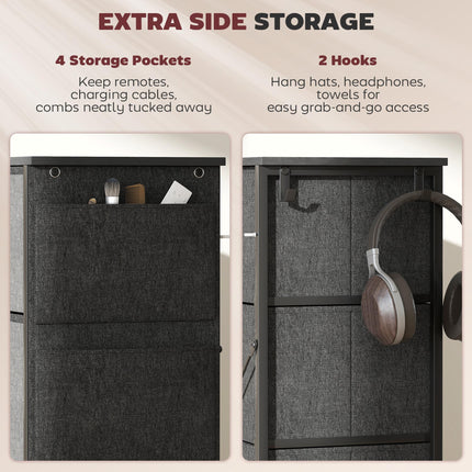Chest of Eight Fabric Drawers - Charcoal Grey