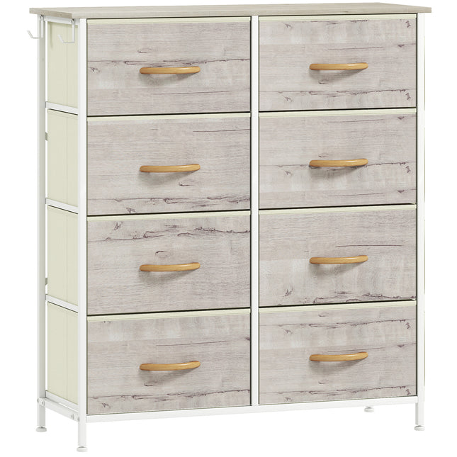 Chest of Eight Fabric Drawers - Natural Wood Finish