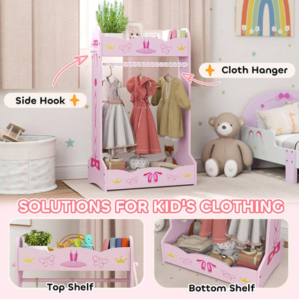 Kids Clothes Rail, Kids Dressing Mirror with 360¬∞ Rotating, 2 Piece Kids Furnit