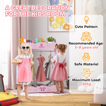 Kids Clothes Rail, Kids Dressing Mirror with 360¬∞ Rotating, 2 Piece Kids Furnit