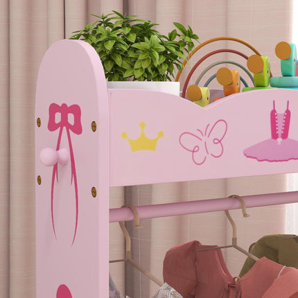 Kids Clothes Rail, Kids Dressing Mirror with 360¬∞ Rotating, 2 Piece Kids Furnit