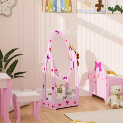 Kids Clothes Rail, Kids Dressing Mirror with 360¬∞ Rotating, 2 Piece Kids Furnit