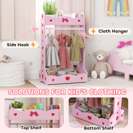 Kids Bed with Safety Rails, Kids Clothes Rail, Kids Full Length Mirror, 3 Piece