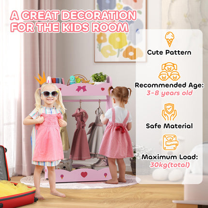 Kids Bed with Safety Rails, Kids Clothes Rail, Kids Full Length Mirror, 3 Piece