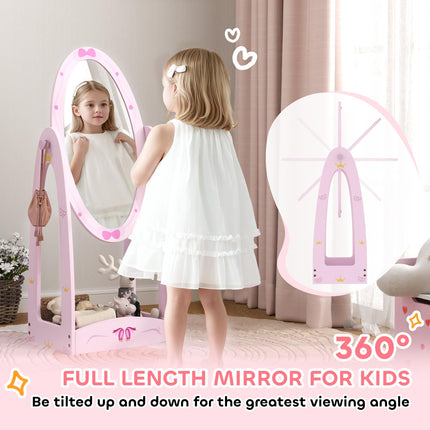 Kids Bed with Safety Rails, Kids Clothes Rail, Kids Full Length Mirror, 3 Piece