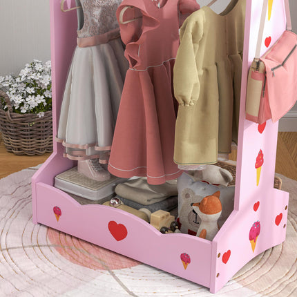 Kids Clothes Rail, Kids Dressing Mirror with 360¬∞ Rotating, 2 Piece Kids Furnit