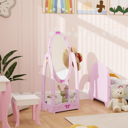 Kids Clothes Rail, Kids Dressing Mirror with 360¬∞ Rotating, 2 Piece Kids Furnit