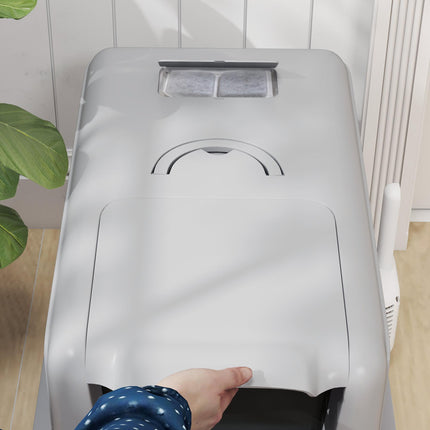 Stainless Steel Cat Litter Box with Removable Lid, Scoop, Filter Bags, for Larger Cats, Grey