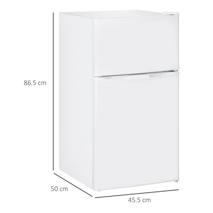88L Under Counter Fridge Freezer, Small Refrigerator with 5-Setting, 3 Star Freezer Rating, White