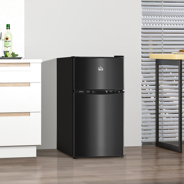 88L Under Counter Fridge Freezer, Small Refrigerator with 5-Setting, 3 Star Freezer Rating, Black