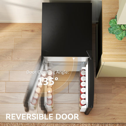 88L Under Counter Fridge Freezer, Small Refrigerator with 5-Setting, 3 Star Freezer Rating, Black