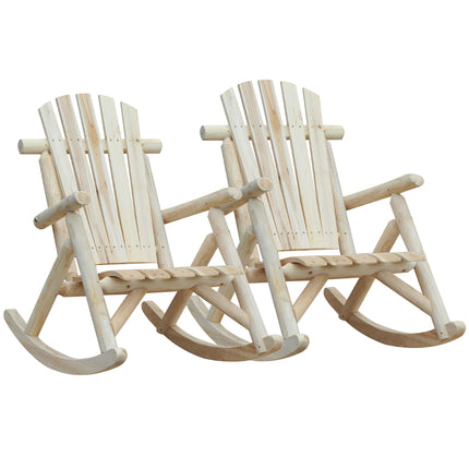 2 Piece Adirondack Chair Cedar Wood Ergonomic Rocking Chair Porch Rocker Garden