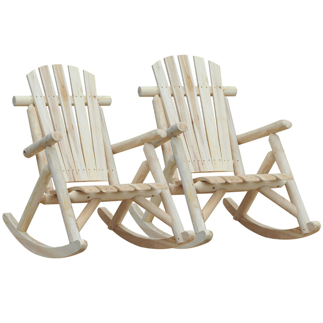 2 Piece Adirondack Chair Cedar Wood Ergonomic Rocking Chair Porch Rocker Garden