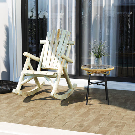 2 Piece Adirondack Chair Cedar Wood Ergonomic Rocking Chair Porch Rocker Garden