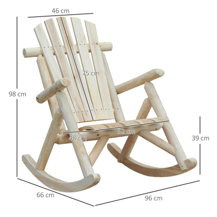 2 Piece Adirondack Chair Cedar Wood Ergonomic Rocking Chair Porch Rocker Garden