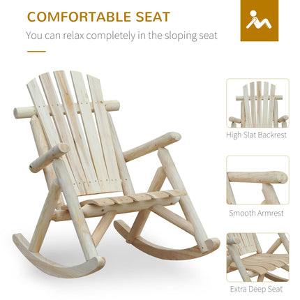 2 Piece Adirondack Chair Cedar Wood Ergonomic Rocking Chair Porch Rocker Garden