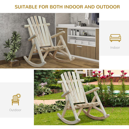 2 Piece Adirondack Chair Cedar Wood Ergonomic Rocking Chair Porch Rocker Garden