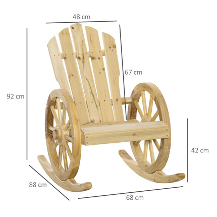 2 Piece Wooden Adirondack Rocking Chair Reclining Armchair Outdoor Garden Furniture Patio Porch Rocker - Natural