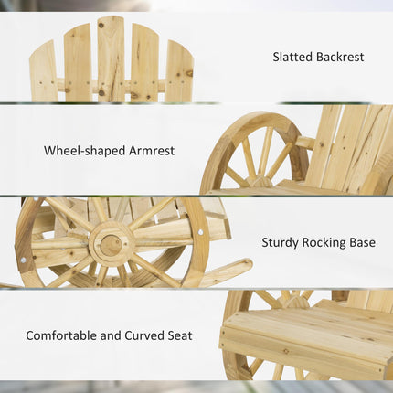 2 Piece Wooden Adirondack Rocking Chair Reclining Armchair Outdoor Garden Furniture Patio Porch Rocker - Natural