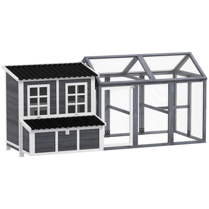 2-Piece Wooden Chicken Coop and Run Set, Poultry Run Cage with Nesting Box, Slid
