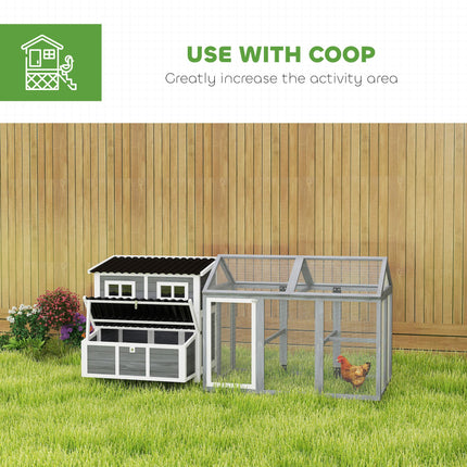 2-Piece Wooden Chicken Coop and Run Set, Poultry Run Cage with Nesting Box, Slid