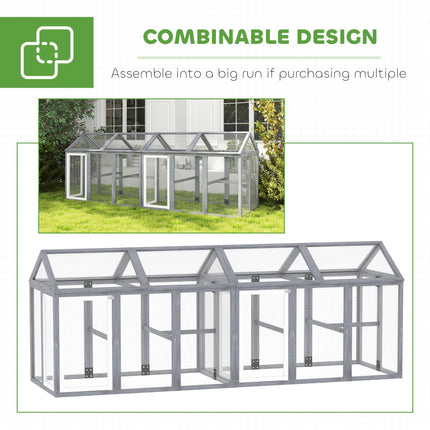 2-Piece Wooden Chicken Coop and Run Set, Poultry Run Cage with Nesting Box, Slid