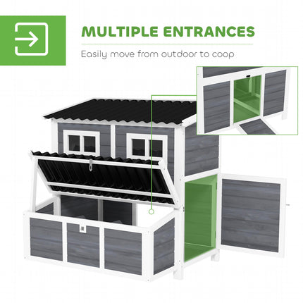 2-Piece Wooden Chicken Coop and Run Set, Poultry Run Cage with Nesting Box, Slid