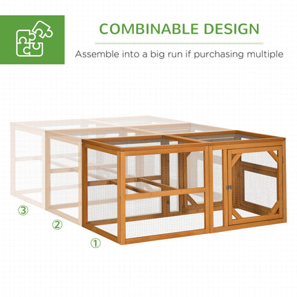 2 Piece Wooden Chicken Coop and Run Set, Poultry Run Cage with Nesting Box, Slid