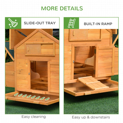 2 Piece Wooden Chicken Coop and Run Set, Poultry Run Cage with Nesting Box, Slid