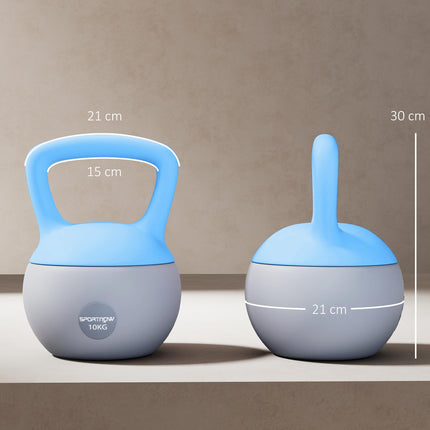 10KG Soft Kettlebell, Kettlebell with Non-Slip Handle for Home Gym, Weight Lifting, Strength Training, Light Blue/Grey