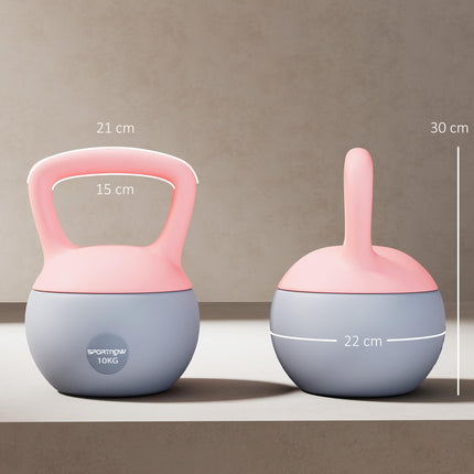 10KG Soft Kettlebell, Kettlebell with Non-Slip Handle for Home Gym, Weight Lifting, Strength Training, Pink/Grey