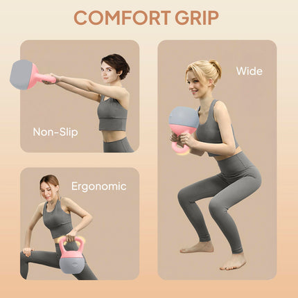 SPORTNOW 8KG Soft Kettlebell, Kettlebell with Non-Slip Handle for Home Gym, Weight Lifting, Strength Training, Pink/Grey